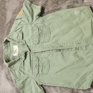 Green Short Sleeve Button-Up Shirt
